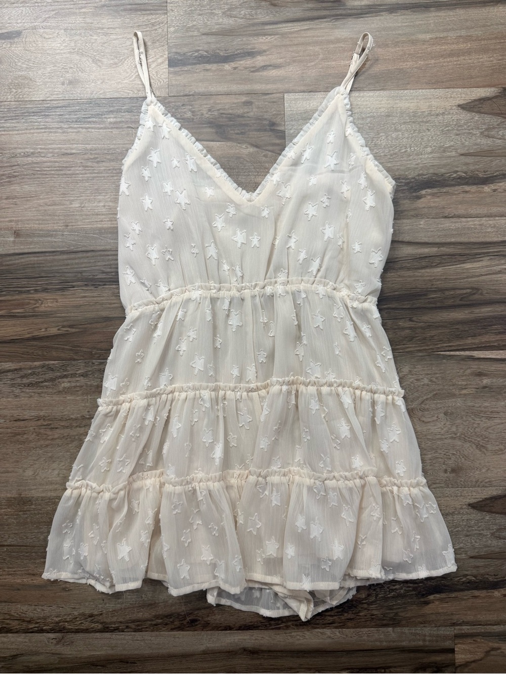 Star Embroidered Cream Romper